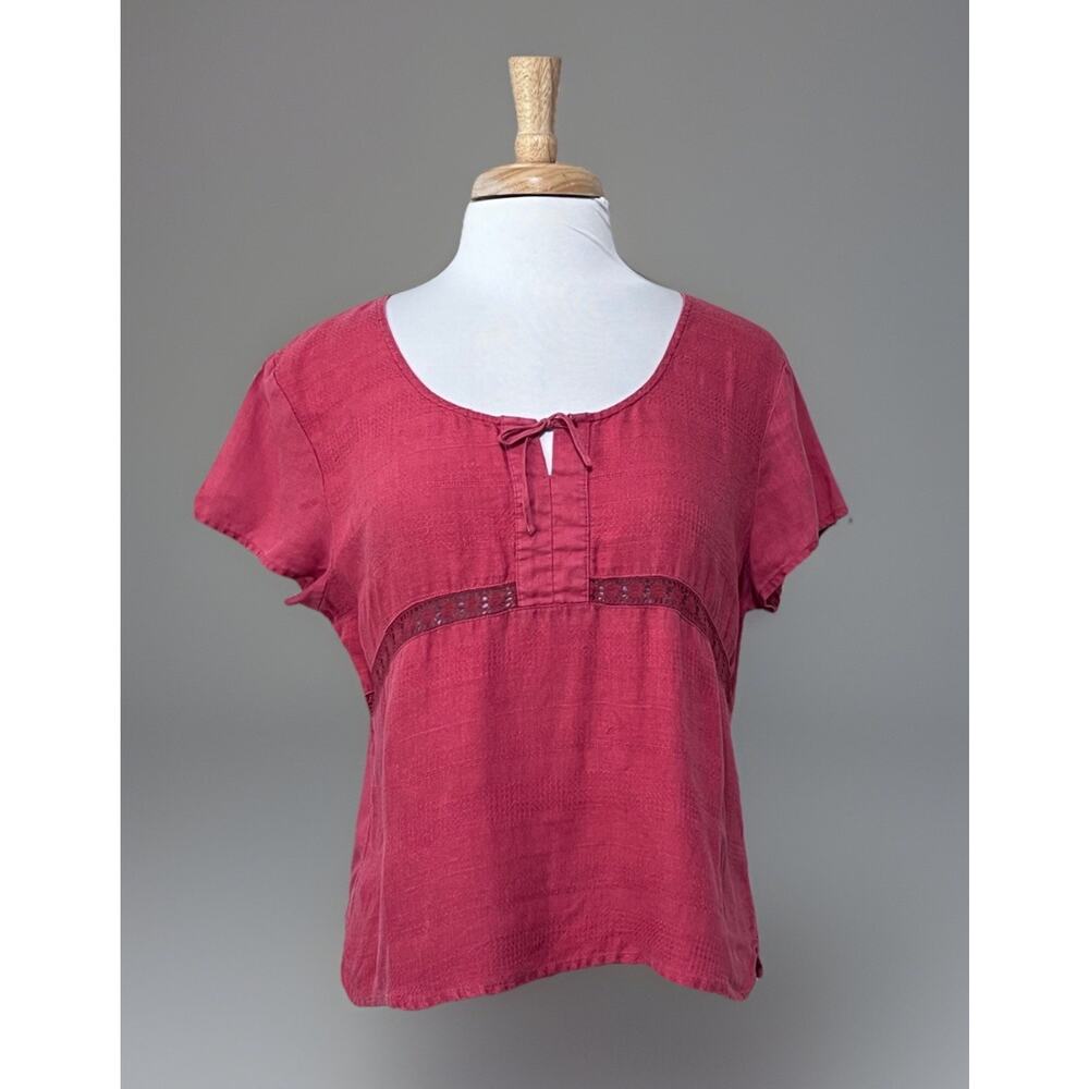 J. Jill Rose Red Short Sleeve Scoop Neck Top